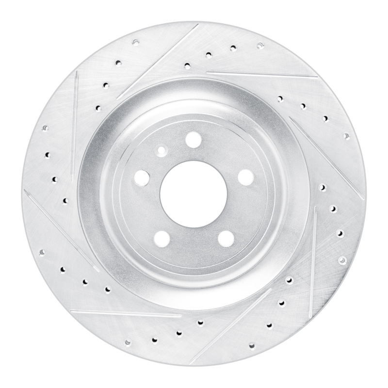 Porsche Macan Brake Rotor (1) - Rear Left - R1 Concepts - Drilled & Slotted - Silver - `15-`18
